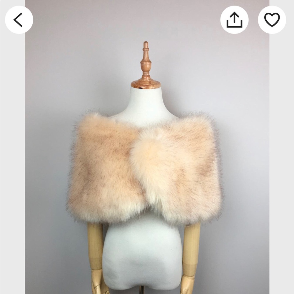 Champagne Faxu Fur Bridal Wrap Fur Shrug